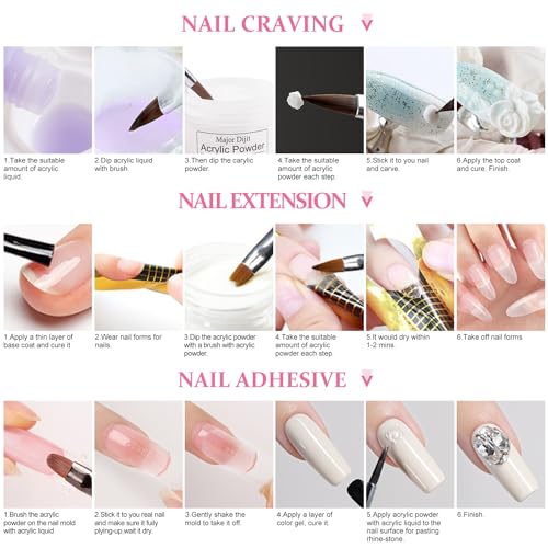 Acrylic Nail Kit Starter Set Acrylic Powder Nail Drill U V Light with Tools Decoration Everything for Beginners Home Salon Gift Set