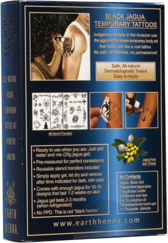 Organic Jagua Temporary Tattoo Kit - 15+ Designs, 10-15 Days