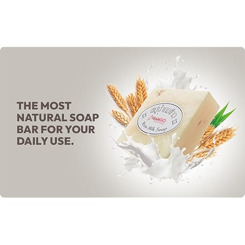 Yeahgoshopping 2 Pcs Original Rice Milk Soap Bar Thailand Jasmine 60-65 Grams Handmade Gluta Collagen Douro Jabon Douro Real Fuentes Pourres Grade Moisturizing Organic Made in Thailand (2 Soap Bars)
