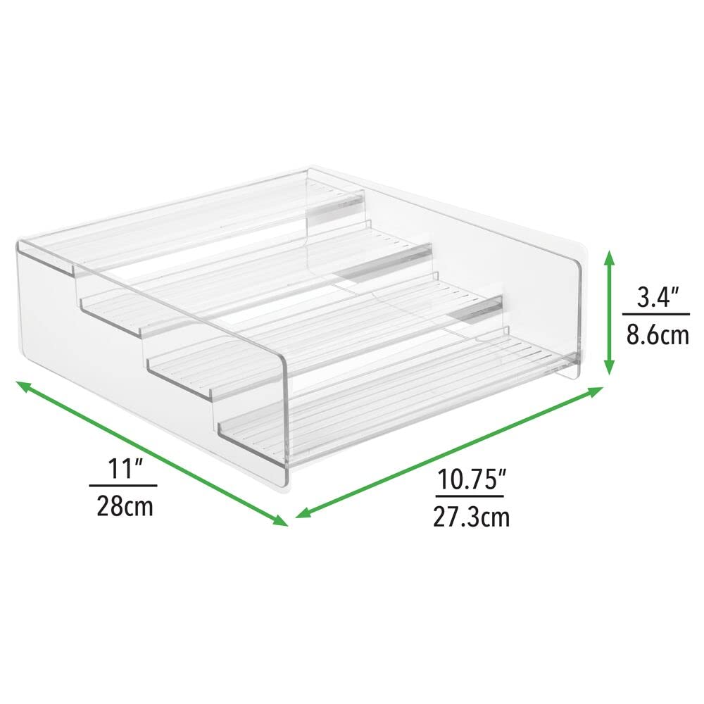 mDesign Plastic Bathroom Storage Organizer Shelf for Cabinet, Vanity, Countertop - Holds Vitamins, Supplements, Medicine Bottles, Nail Polish, Makeup - 4 Levels - Ligne Collection, Clear