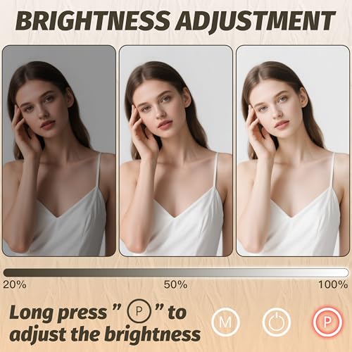 HNV Hollywood Vanity Mirror with Lights, 16.3"x12.6" Lighted Makeup Mirror with 10X Magnification, 3 Color LED, Smart Touch & 360¡Æ Rotation, Tabletop (White)