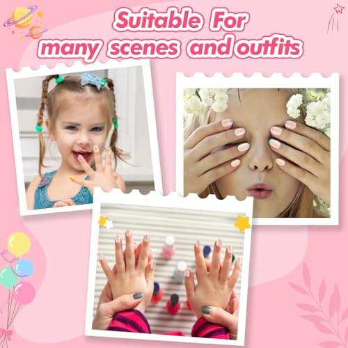 Misssix Old Colorful Flower Kids Press On Nails with Glue - 78 Pcs, Safe & Easy DIY Nail Art