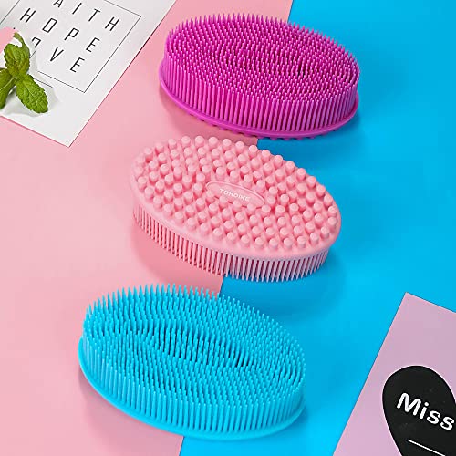 Silicone Body Scrubber Set of 3 - Soft Exfoliating Loofah for Sensitive Skin