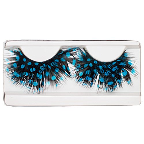 Blue Spots Black Faux-Feather Eyelashes for Beetlejuice Costume