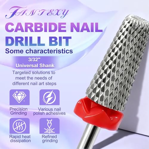 3/32" Tungsten Carbide Nail Drill Bit - 5-in-1 for Acrylic & Gel