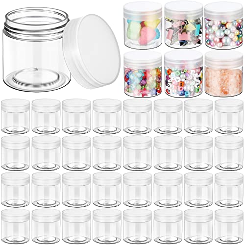 eBoot 150 Piece 2 Oz Plastic Container Jars with Lids Round Clear Cosmetic Empty Clear Plastic Jars for Lotion, Cream, Makeup, Eye Shadow, Rhinestone, Samples, Pot, Travel Storage(2 Oz)