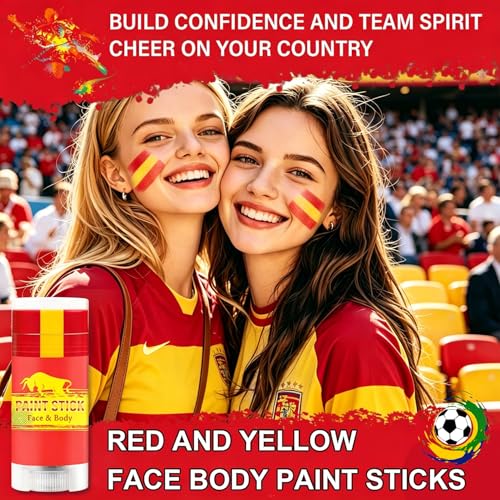 WEEMAY Spain Flag 3-in-1 Face Paint Stick - Sweatproof Sports Body Paint