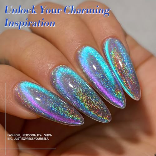 Born Pretty 9D Cat Eye Magnetic Nail Polish - Holographic Blue Purple 15ml
