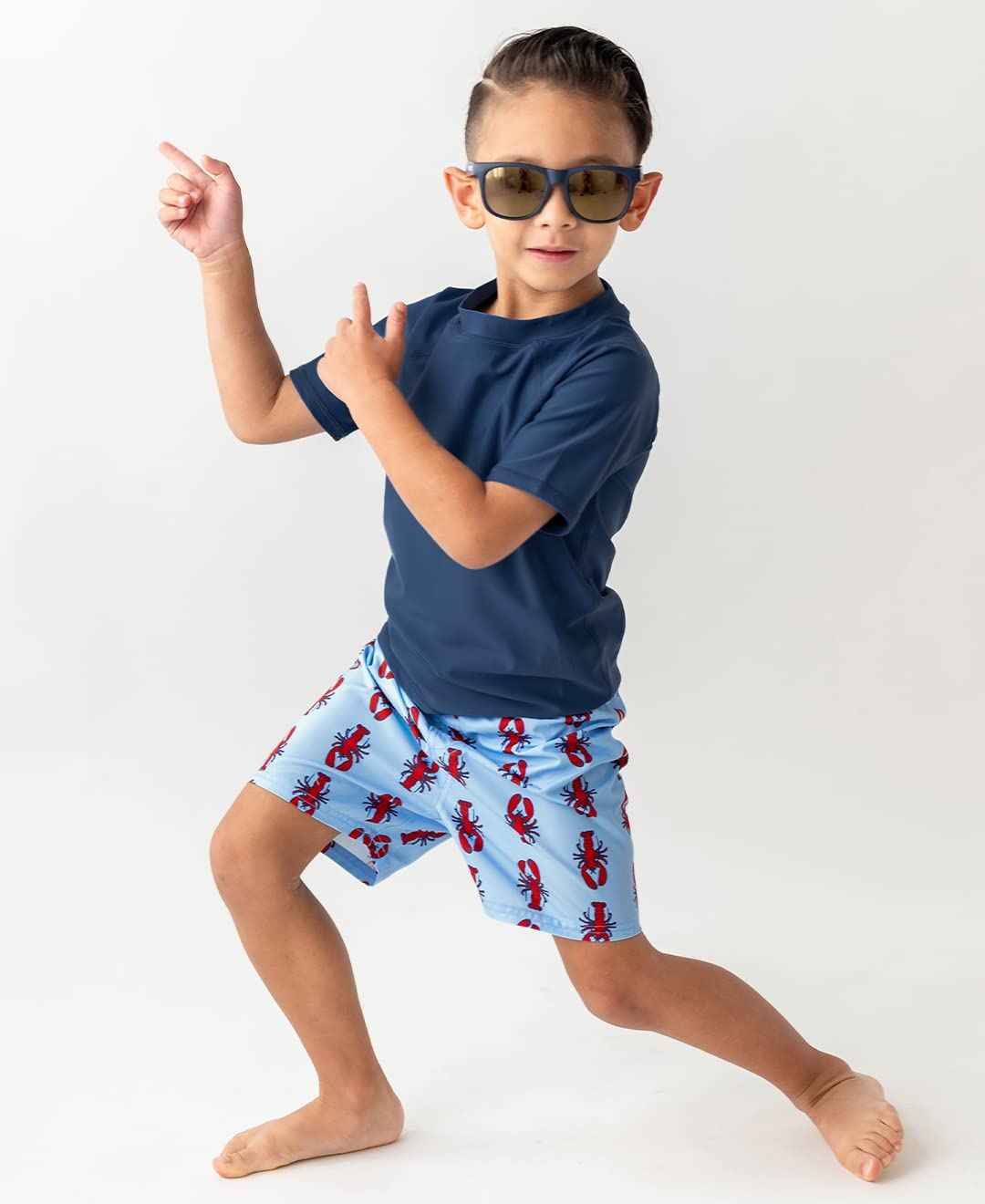 RUGGEDBUTTS Boys UPF50+ Sun Protection Animal Swim Trunks - My Little Lobster, 18-24m