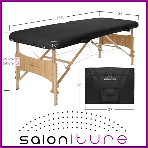 Saloniture Portable Folding Massage Table 450lbs - Black
