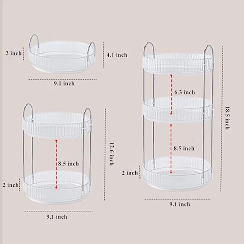 Makeup Organizer for Vanity, 360¡Æ Rotating Bathroom Organizer Countertop, High-Capacity Skincare Organizer, Spinning Cosmetics Organizer for Dresser Countertop (2 Tiers, Grey)