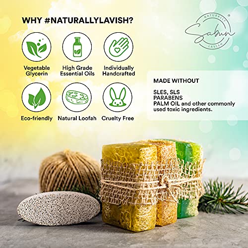 Aloe Vera Soap with Loofah - Natural Exfoliating Loofah Soap Bar - Smells Like Fresh Floral Citrus - Handmade with Aloe Vera, Jojoba Oil, Witch Hazel - Face & Body Scrub Bar [4.40 oz - 125 gr]