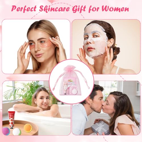 108 PCS Spa Party Supplies for Women, Spa Party Favors Include Facial Masks, Lip Mask, Lip Balm, Under Eye Patches, Foot Bath Bombs & Hand Cream, Christmas Gifts for Women Birthday Sleepover Party