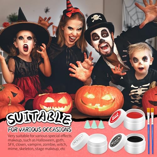 Clown Makeup Kit - Black White Red Face Paint Halloween SFX
