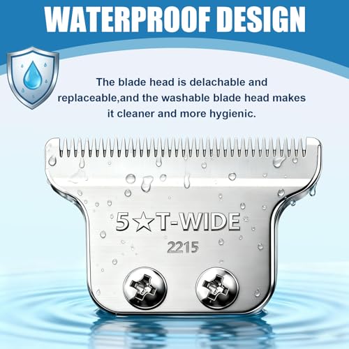 2215 Adjustable Zero-Gap T Blade Replacement for Wahl 5 Star Detailer Li Trimmer Models 8081/8171 (Silver-2PCS)