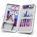 Colorful 12-Piece Manicure Set with Travel Case - Nail Clipper Kit for Men & Women
