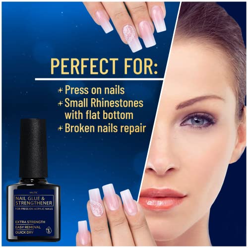 VALITIC Strong Brush-On Nail Glue & Strengthener for Press-On & Acrylic Nails