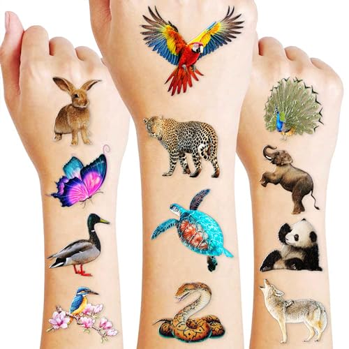 96 PCS Safari Animal Temporary Tattoos – Realistic Designs
