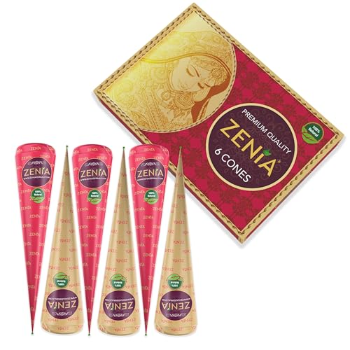 Zenia 6 Pack Natural Henna Hair Color Paste Cones Reddish Brown