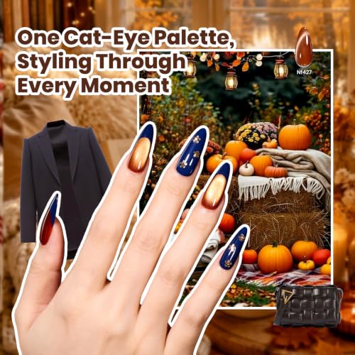 Beetles Cat Eye Gel Nail Polish Set - 20 Fall & Winter Colors with Magnetic Tools