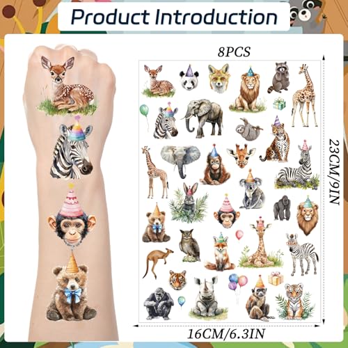 Jungle Animal Temporary Tattoos - 200+ Sheets Safari Party Favors