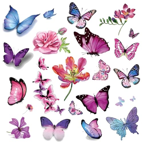 Cerlaza 3D Butterfly Tattoos Temporary, 120 Styles Butterfly Tattoos Stickers for Women and Girls, Realistic Semi Permanent Fake Tattoo for Adults, Butterflies Party Decorations
