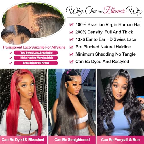 Btomar 30 Inch 200% Density 13x6 Lace Front Human Hair Wig