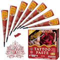 Cherry Red Temporary Tattoo Cones Kit – 7 Pcs, Natural Henna Paste