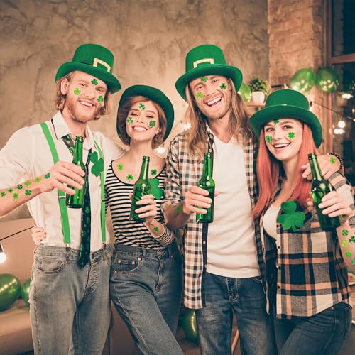 100 PCS St Patricks Day Tattoos, 4 Sheets Green Four Leaf Clover St Patricks Day Tattoos, Waterproof St Patricks Day Temporary Tattoos for St Patricks Day Accessories Favors
