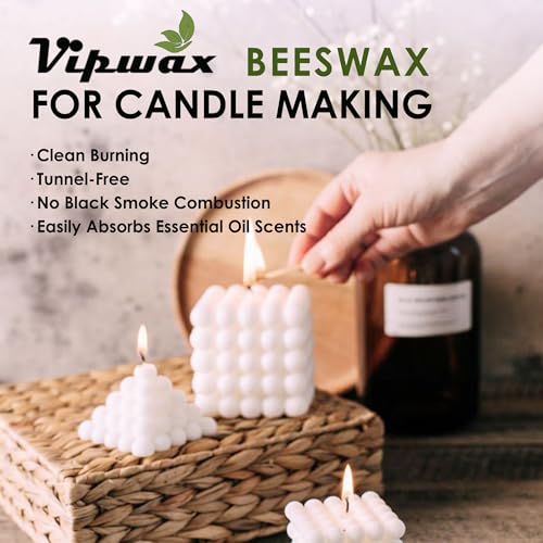 VIPwax 1LB Natural Organic Beeswax Pellets for Candle Making