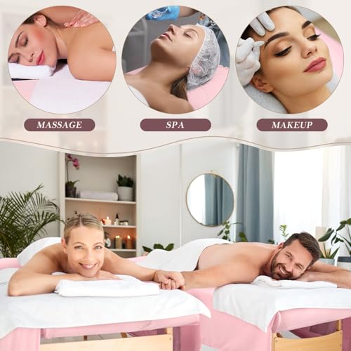 Mixweer 3-Set Microfiber Massage Table Sheets with Pockets - Pink (9 Pcs)