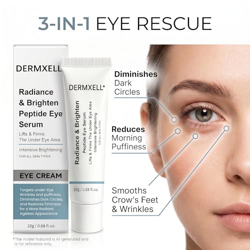 DERMXELL Lift & Brighten Peptide Eye Serum | Reduces Dark Circles & Wrinkles