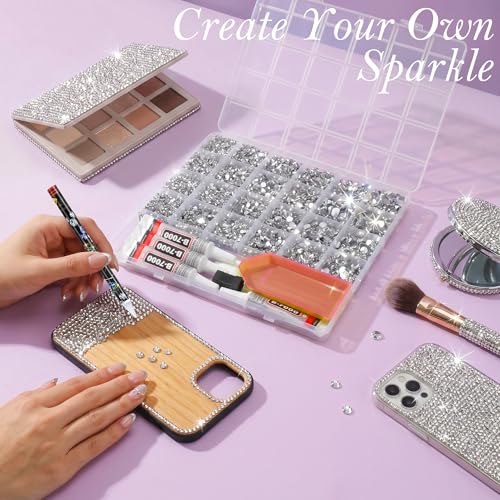 LOTWOW Silver Rhinestones Bedazzler Kit with B7000 Glue & Tools - 35,000 Pcs