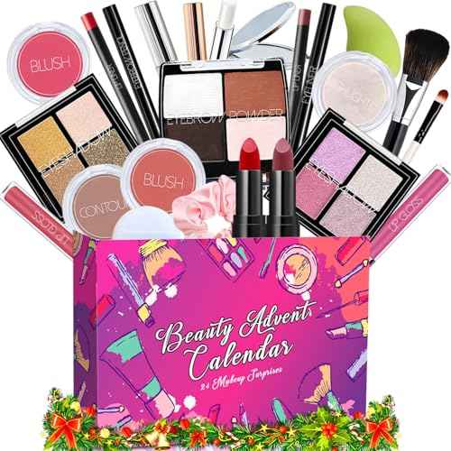 Makeup Advent Calendar 2025 Teen Girls Women Beauty Countdown Calendar Christmas Gifts for Women Teen Girl Trendy Stuff Unique Make up Set Gifts Mascara Lipstick Blush Eyebrow Gel Eyeshadow