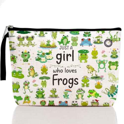Funny Frog Gifts Makeup Bag Frog Stuff for Girls Women Daughter Niece Best Friend Coworker Sister Frog Animal Lover Gifts for Women Cosmetic Bag Zipper Pouch Travel Bag Graduation Birthday Gifts