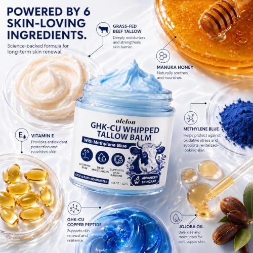 Copper Peptide Beef Tallow Balm with Methylene Blue, 4oz