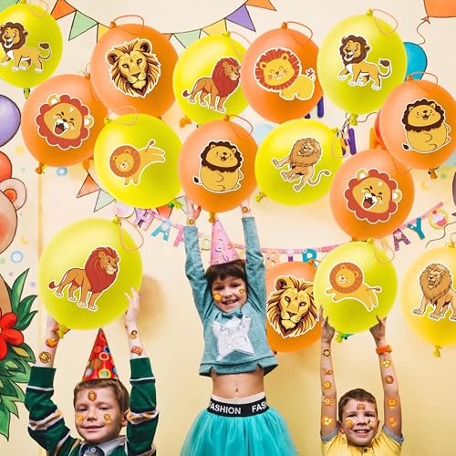 Lion Party Favors Kit - 48 Tattoos & 24 Punch Balloons