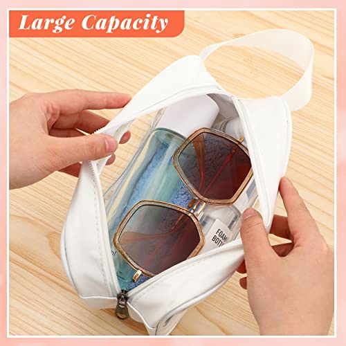 Tanlade 18 Pcs Clear Cosmetic Bags Bulk, Translucent Makeup Toiletry Bag for Women Waterproof Portable Cosmetic Bag Set Traveling Make up Organizer(White)