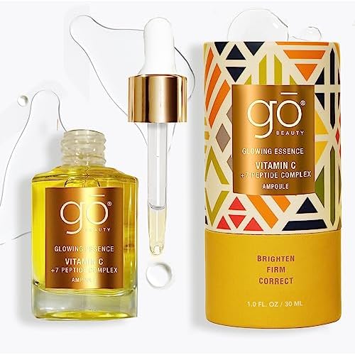 Go Beauty Daily Skin Brightening & Tightening Serum with Vitamin C, Niacinamide, Vitamin B5, Collagen & + 7 Peptide Complex for Dark Spots, Dull & Uneven Skin Tone ? Glowing Essence,1 fl. Oz