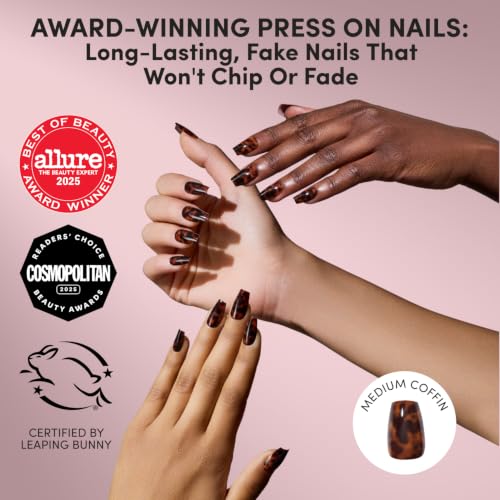 Glamnetic Tortoiseshell Press On Nails - Medium Coffin Set