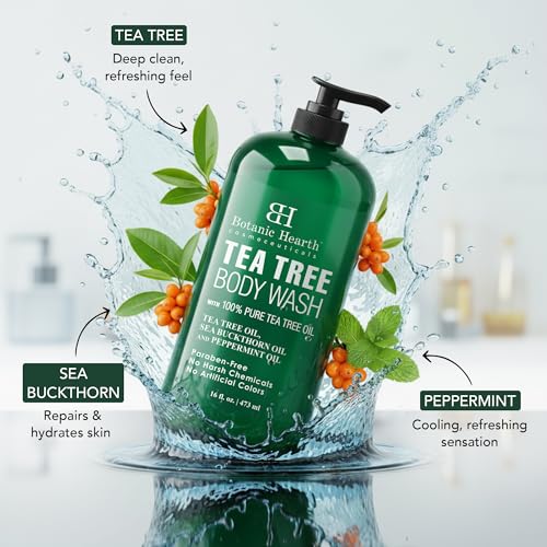 Tea Tree Body Wash with Peppermint & Sea Buckthorn, 16 oz