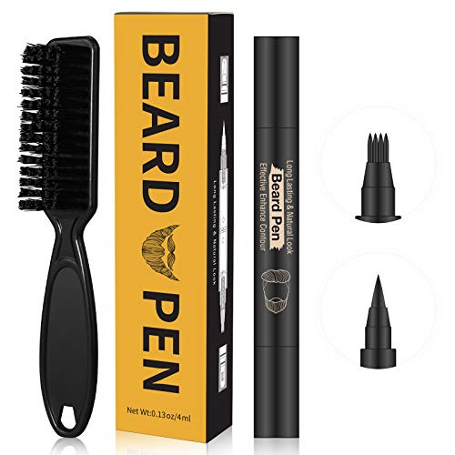 Beard Pencil Filler for man Water Proof Beard pen and beard brush Long Lasting Coverage Natural Finish, Male Mustache Repair Shape, Effective Enhance Facial Hair £¨BLACK£©