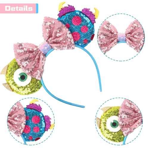 MADO Mike James mouse ears headband for women adults kids,Park mini ears headbands for women kids girls (monster-a)