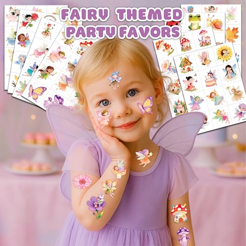 96 Fairy Temporary Tattoos for Kids - Pre-Cut Party Favors