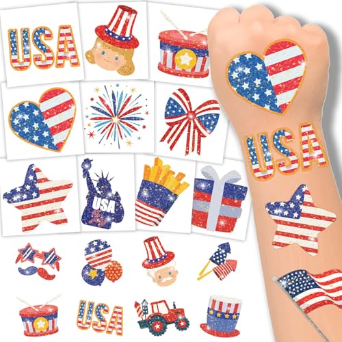 120 Pcs Patriotic Temporary Tattoos for Kids 4th of July