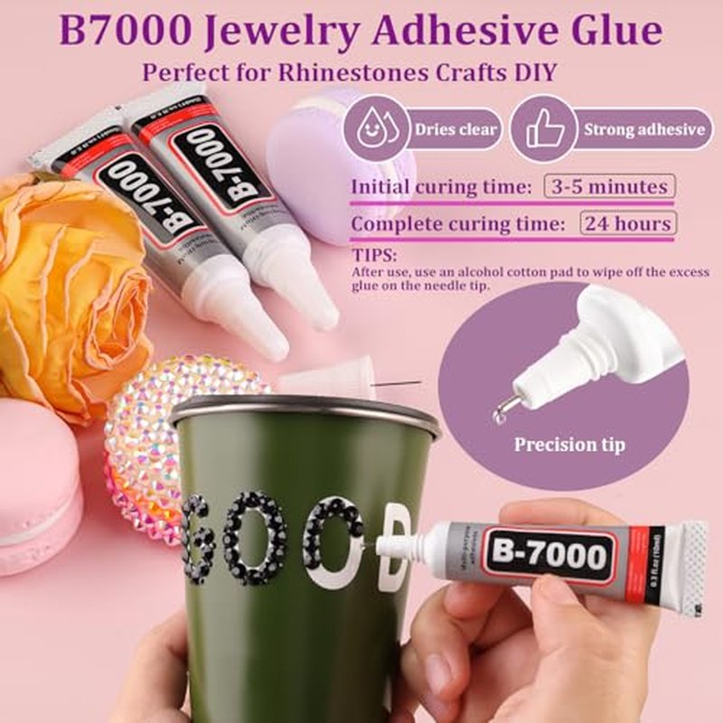 32000 Black Flatback Rhinestones Kit with B7000 Glue & Tweezers