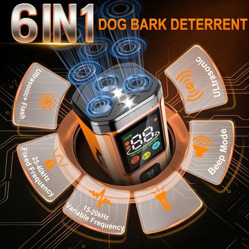 Heyera 3X Ultrasonic Dog Bark Deterrent, 5 Modes, 65ft Range, Rechargeable