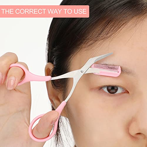 Eyebrow Trimmer Scissors with Comb - Stainless Steel