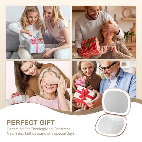 10X Magnifying Travel Makeup Mirror with LED Light