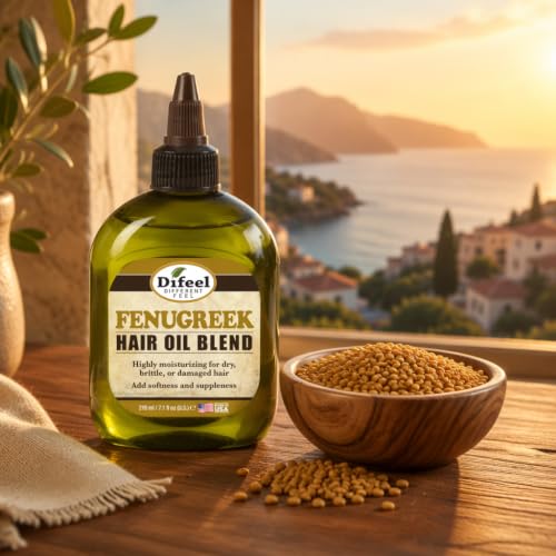 Difeel Fenugreek Hair Oil - Nourishing Treatment for All Hair Types, 7.1 oz